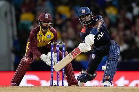 Aaron Jones bats against West Indies
